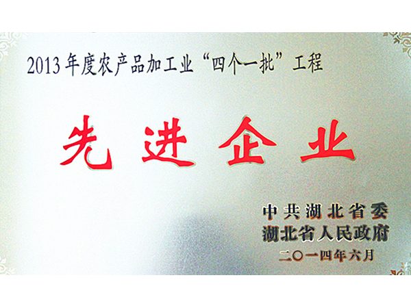 2014年 銀豐集團榮獲2013年度農産品加工業“四個一批”工程先進企業 2014年 銀豐集團榮獲2013年度農産品加工業“四個一批”工程先進企業